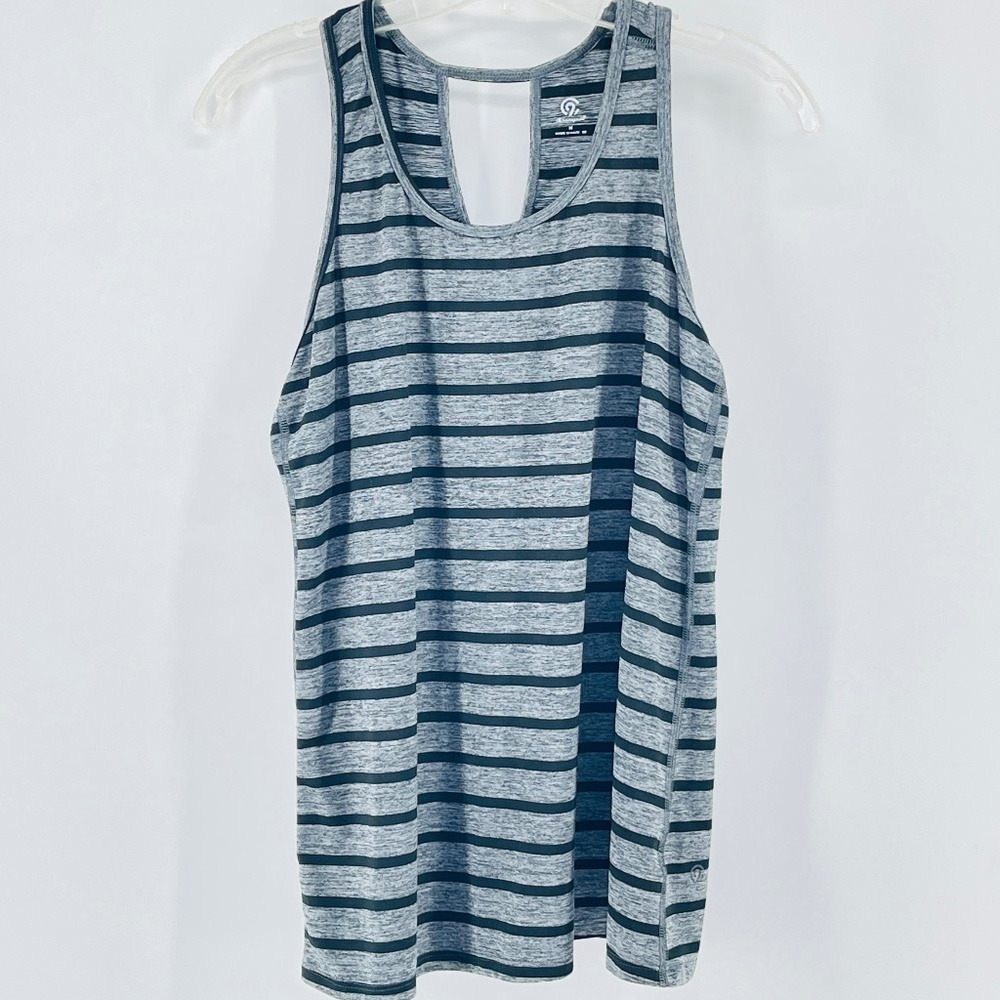 Champion Women's Activewear Top Shirt Double Dry Compression Gray Striped Medium